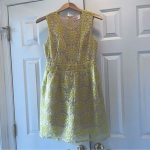 Moon Yellow Daisy Shift Dress Embroidered Size S